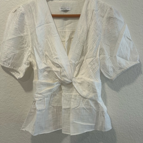 Current Air White Short Sleeve Twist Detail Blouse - Picture 3 of 9